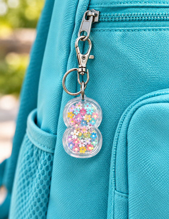 Pastel Flower Confetti Keychain lifestyle