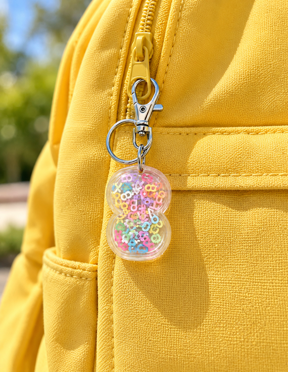 Pastel Letter Confetti Keychain lifestyle