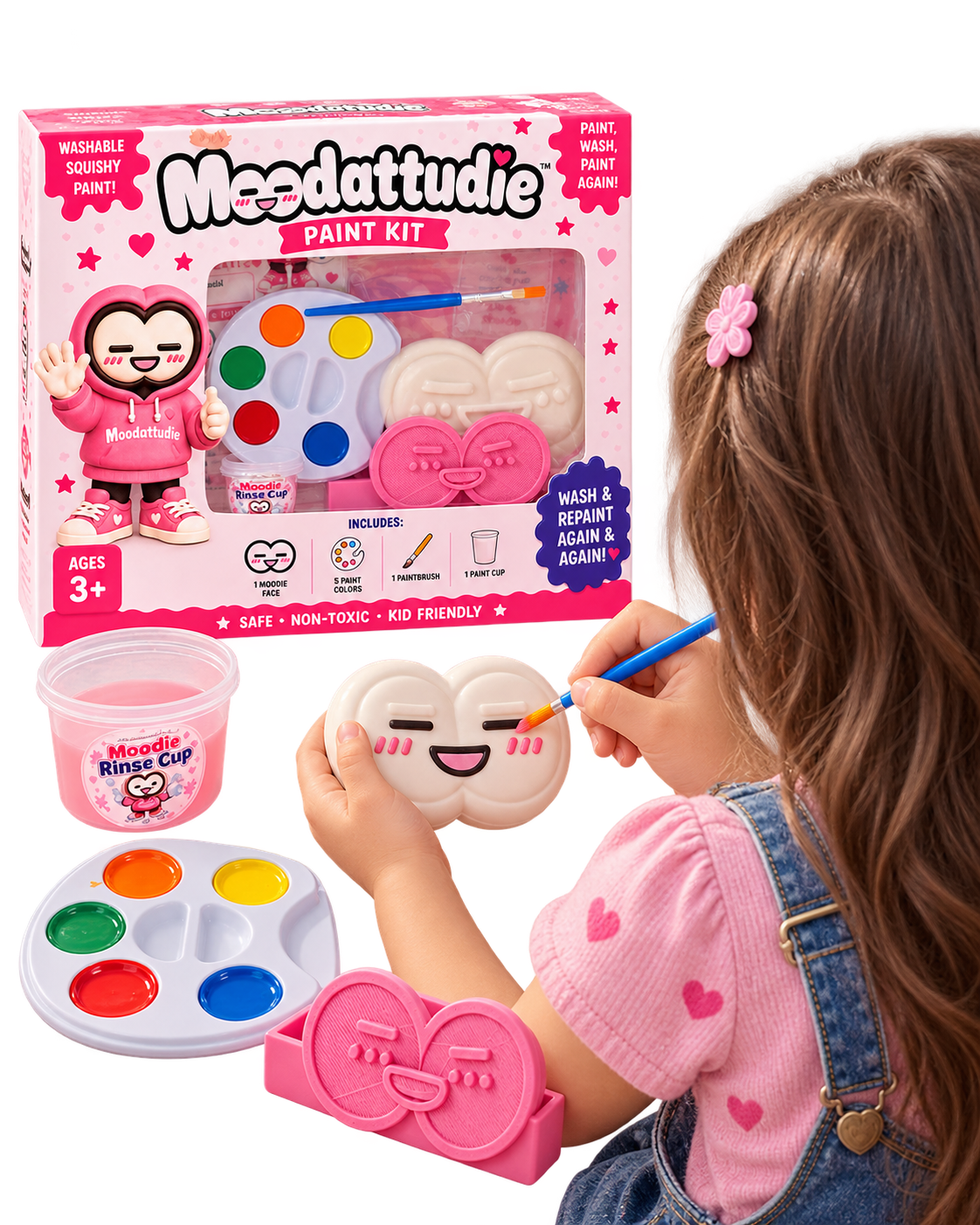 Child painting with the Moodattudie Washable Squishy Paint Kit