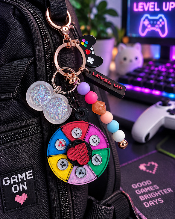 Level Up Gamer Mood Wheel Keychain